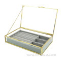 Glass Organizer Clear Velvet Jewelry Storage